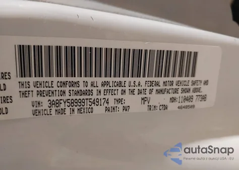 2009 Chrysler Pt Cruiser Touring z USA, uszkodzony, nr VIN 3A8FY58999T549174